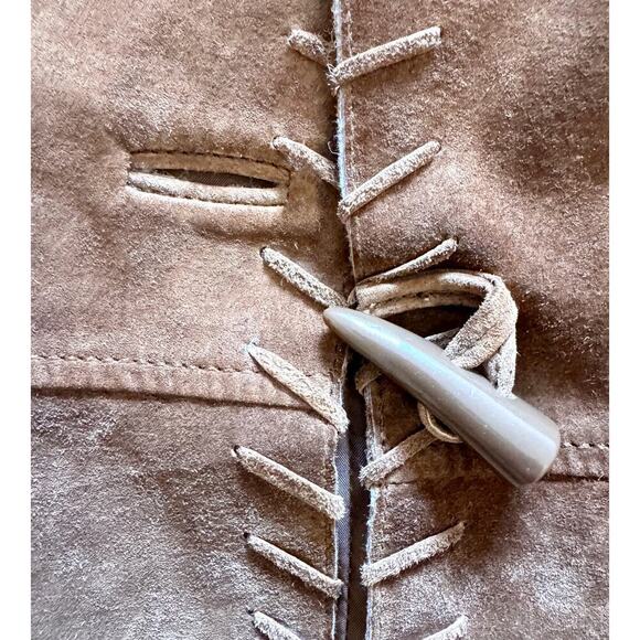 NWOT Ali Miles 100% Leather Suede Jacket Sweater Sleeves Size S - Picture 7 of 7